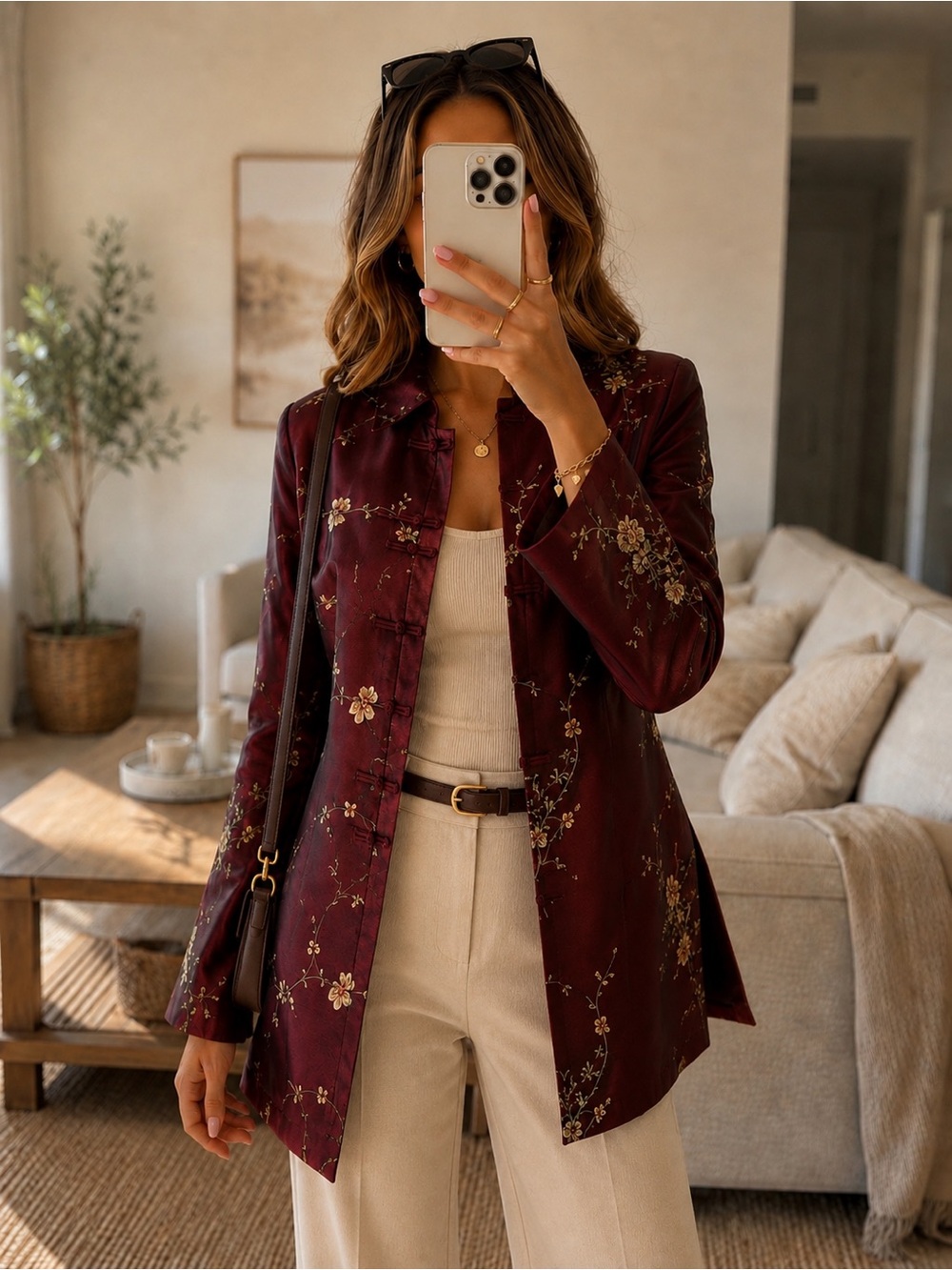 Elegant Chinese-Style Embroidered Tunic Blazer Coat